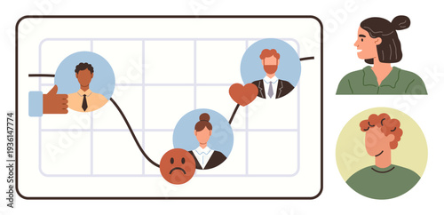 Emotion tracking, personal development, social networking, psychology studies, business analytics, teamwork. ion of a graph tracking emotional states with user profiles. Emotion tracking and personal