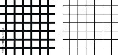 Black and white grid patterns side by side lines