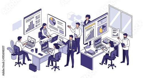 Business Professionals Working on Computers and Data.