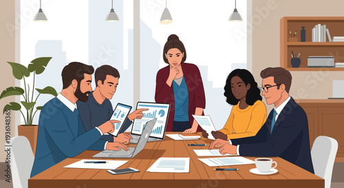 Business Professionals Discussing Project Around Table.