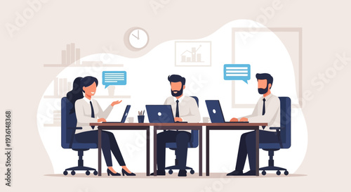 Office Meeting with Colleagues and Laptops.