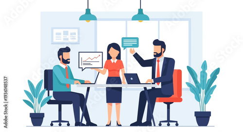 Business Professionals Discussing Project in Meeting Room.