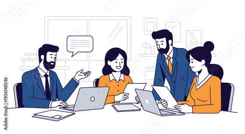 Business Professionals Working Together on Laptops.