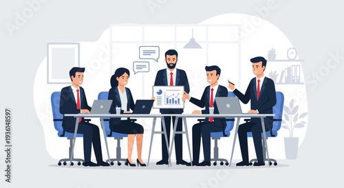 Business Professionals Working Together at Meeting.