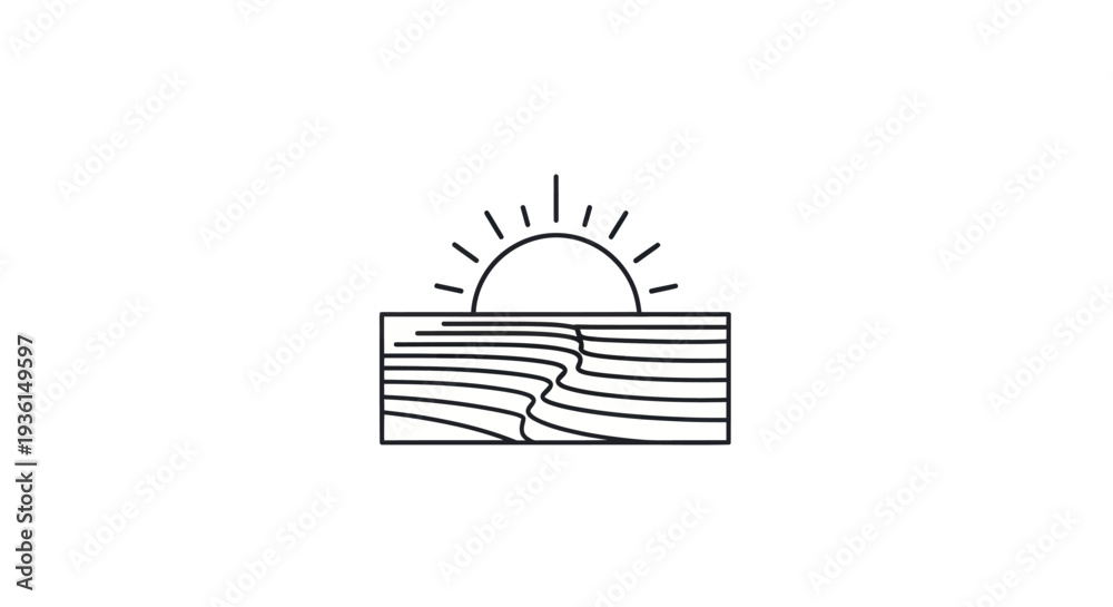 Fototapeta premium Abstract sun over woodgrain graphic