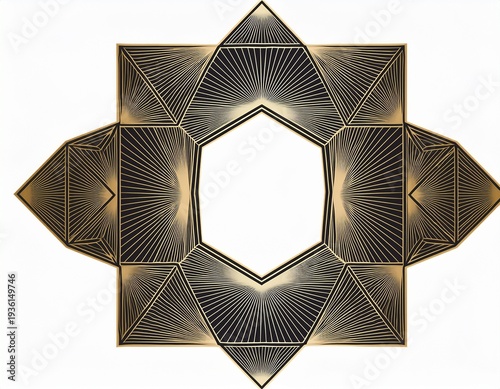 art deco geometric frame in black and gold isolated on white background cut out star shape