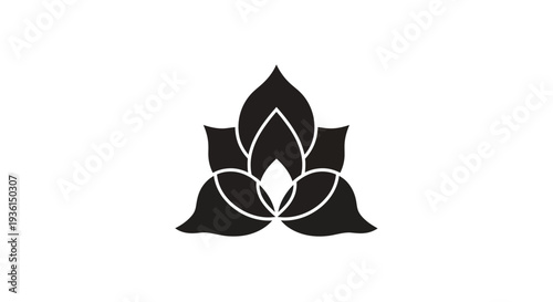 Black and white lotus flower design