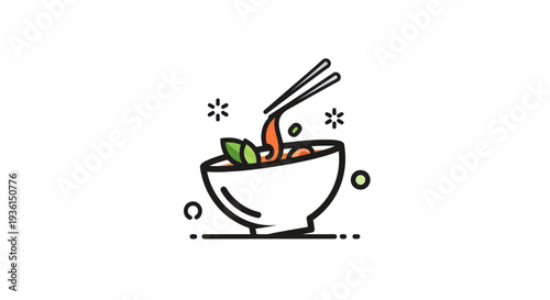 Bowl of soup with chopsticks