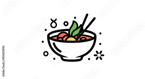 Cartoon bowl of soup with chopsticks