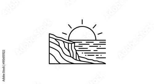 Coastal cliff sunrise illustration