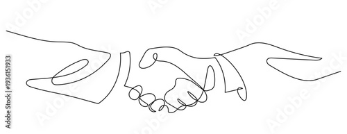 business handshake one line drawing illustration