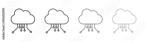 Network Cloud Icon. Cloud Technology Data Center Line Icon Design. Cloud Storage Server Network Outline Vector. eps10
