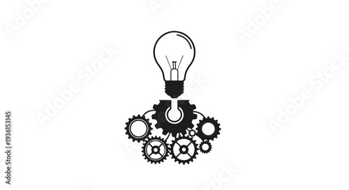 Innovation concept with gears and light bulb