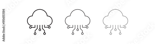 Cloud Data Network Icon set. Modern Cloud Computing, Server Connection and Technology Symbol. Vector illustration for graphic design. 