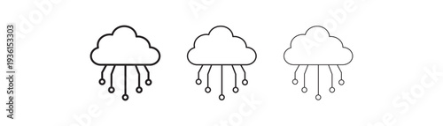 Collection of cloud networking line icon. Line icons related to cloud computing, cloud services, cloud networking. Cloud Node Infrastructure icon. Solid glyph series icon illustration.