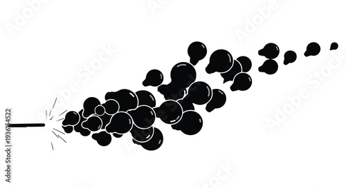 Black bubbles rising up in water column