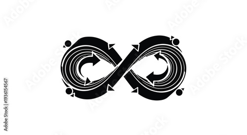 Infinity loop road with arrows on white background