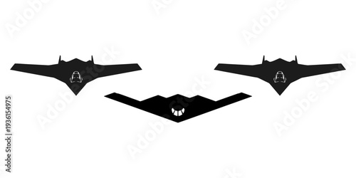 stealth aircraft silhouette on white background