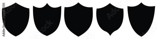 Black line shield icon set in vintage style. Protect shield security icons. set of shields.	