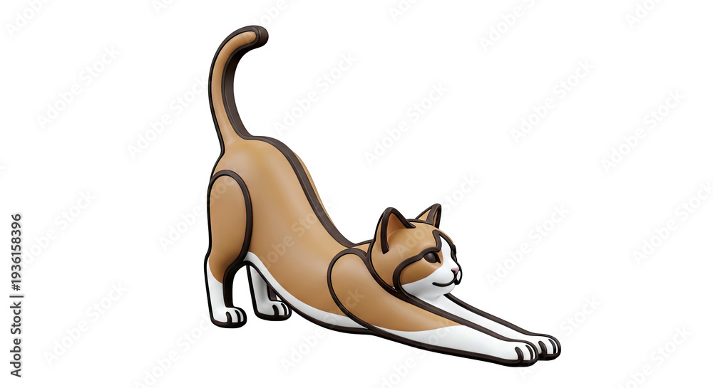 Naklejka premium Cartoon Cat Stretching
