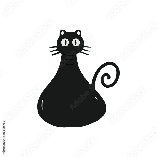 Cute Black Cat Silhouette Illustration