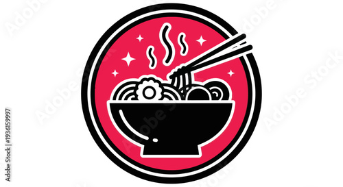 Noodle bowl with chopsticks vector illustration