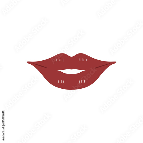 Red Lips Smile with Glossy Detail Illustration