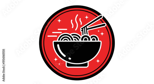 Noodles bowl with chopsticks graphic