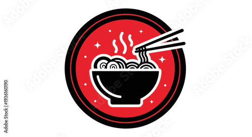 Noodles bowl with chopsticks vector illustration
