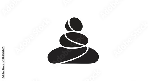 Stacked stones silhouette on white