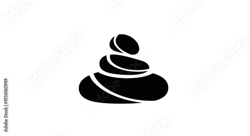 Stacked stones silhouette on white