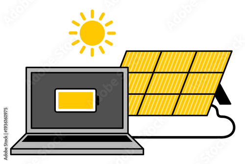 ソーラーパネル（太陽光パネル）によるノートパソコンの充電