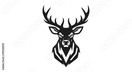 Stag head silhouette on white background