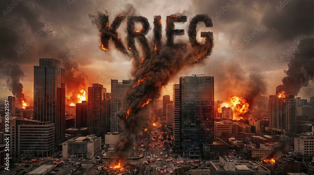 Obraz premium Destruction and Chaos: The Impact of War on Cities