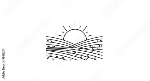 Sunrise over fields graphic