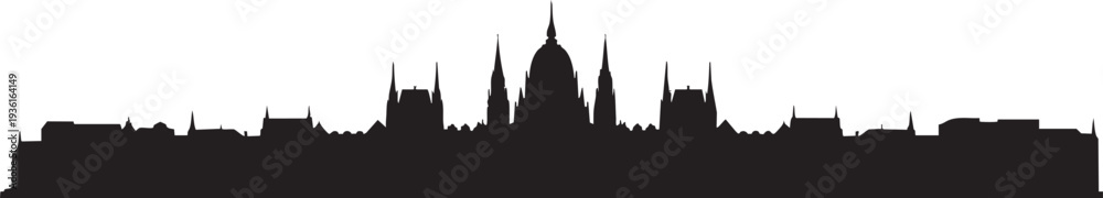 Fototapeta premium Ornate building skyline silhouette vector graphic