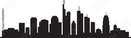 Modern city skyline silhouette with tall skyscrapers vector graphic