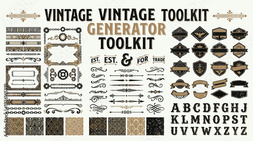 Vintage Toolkit Generator with Decorative Elements and Typography.