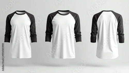 Half-sleeves raglan t-shirt mockup, 3d illustration, 3d rendering 