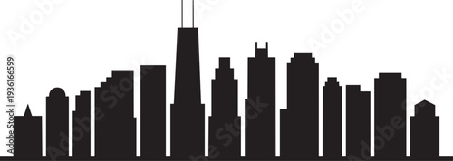 Chicago skyline silhouette with Willis Tower famous landmark cityscape modern buildings vector art