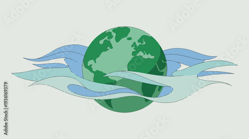 Green earth globe surrounded by soaring blue birds in flight symbolizing freedom and environmental conservation