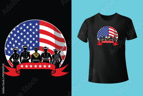 American veteran memorial day t-shirt design with soldiers, american flag, skull, remembrance text