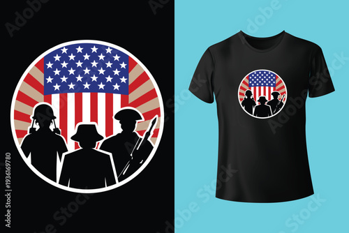 American veteran memorial day t-shirt design with soldiers, american flag, skull, remembrance text