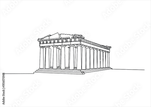  Continuous One Line Drawing of Parthenon Athens Greece