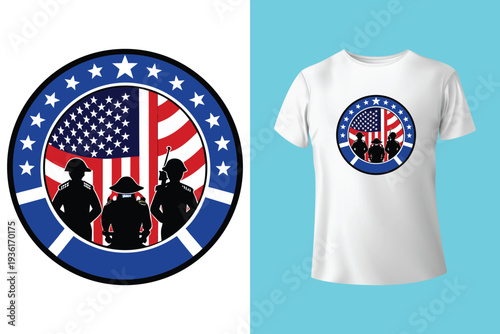American veteran memorial day t-shirt design with soldiers, american flag, skull, remembrance text