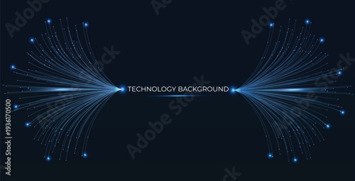 Double strands of fiber optic cable like a high-speed cosmic trail toward the center, pulsating neon lights. Technology, internet, data flow, AI, cloud computing, ultra-fast digital connectivity.