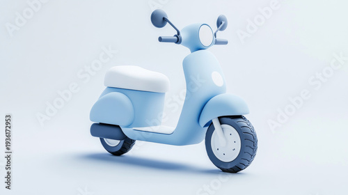 Light blue cartoon style electric scooter 3D render model