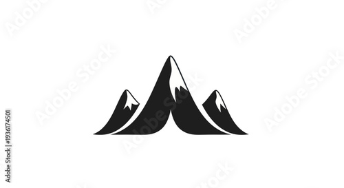 Mountain peaks icon in black and white