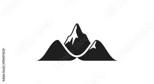 Mountain peaks illustration in black and white
