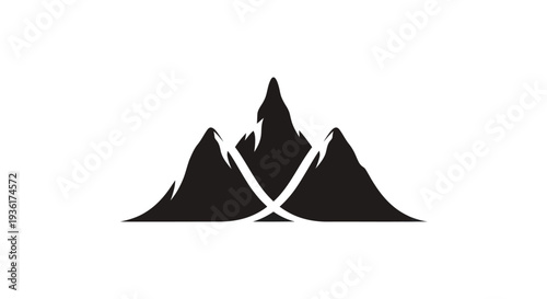Mountain peaks logo design on white background